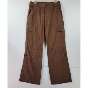 Ann Taylor Loft Cargo Pants Womens Size 6 Roll Tab Buckle Brown Cotton Pockets
